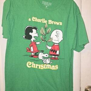 Peanuts Green Short Sleeve Tee with Festive Graphic